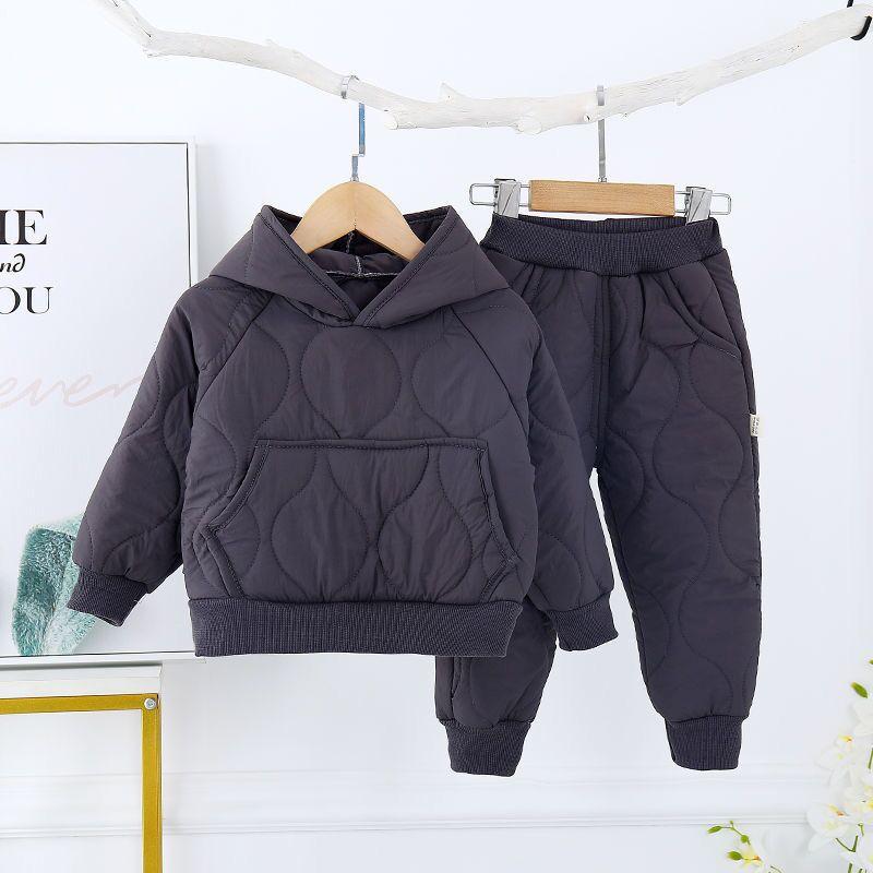 Mùa Đông Trẻ Em Cotton-Áo Đệm Phù Hợp Với Plus Nhung Quần Áo Cho Bé Gái Bé Trai Trang Phục Ấm Áo Khoác + Quần + 2 Chiếc bộ