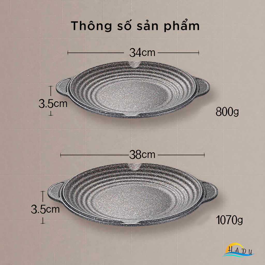 Chảo Nướng Bếp Từ Chống Dính Đá Hoa Cương Kiểu Hàn Quốc 34cm 38cm Cao Cấp Đạt Chất Lượng Đức SSGP