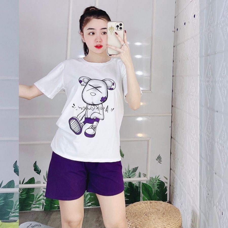 Đồ bộ nữ đồ mặc nhà đẹp đồ ngủ nữ quần đùi dễ thương ESHOP AD14 thun cotton co giãn thể thao bigsize