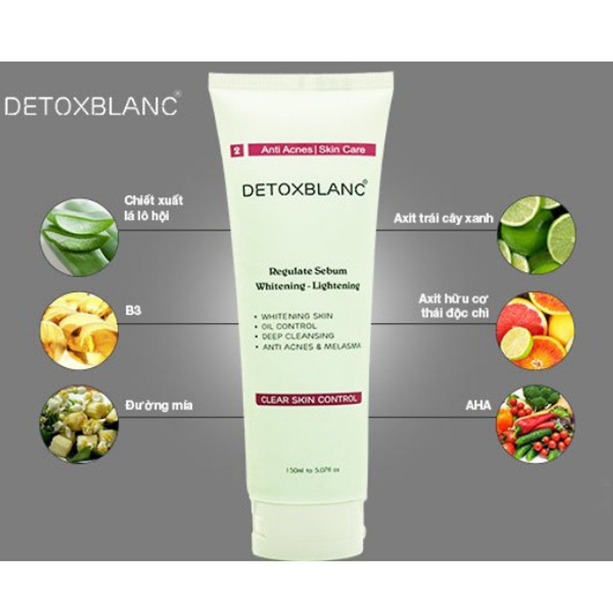Sửa Rửa Mặt Chăm Sóc Da Mụn Nhạy Cảm Detox BlanC Clear Skin Control