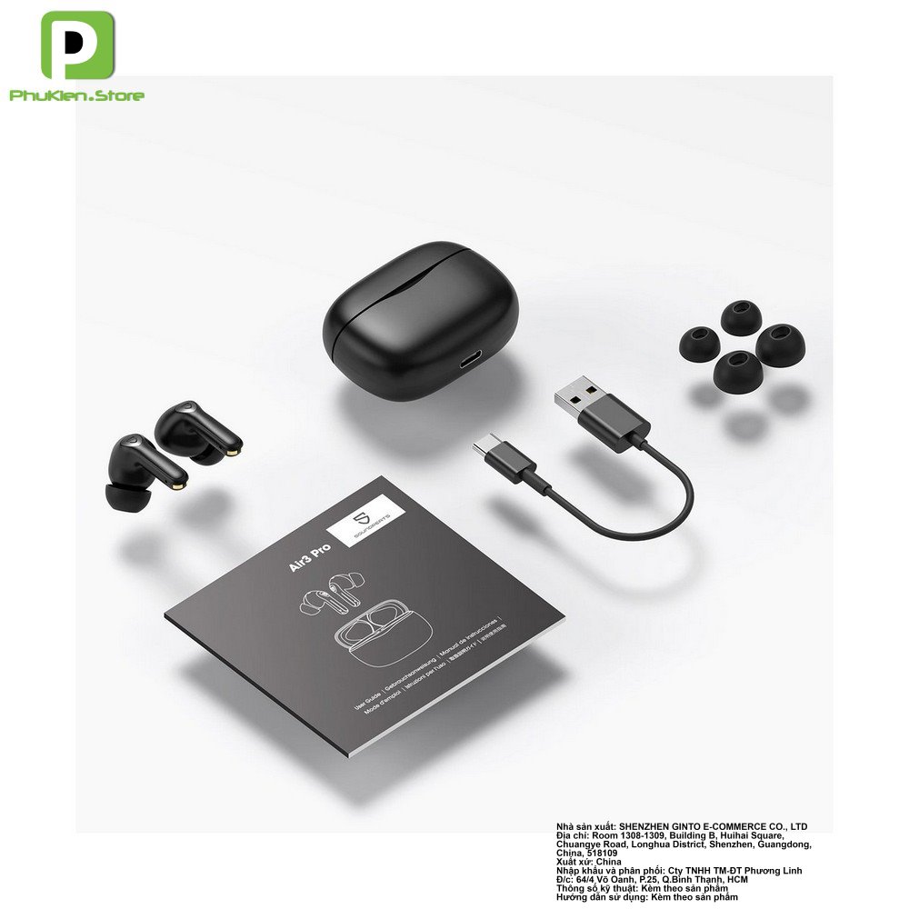 Tai Nghe Bluetooth 5.2 Soundpeats Air3 Air 3 Pro ️ Chống ồn chủ động (ANC) + Xuyên Âm ️ Game Mode ️ Chip QCC3046 - Hàng nhập khẩu
