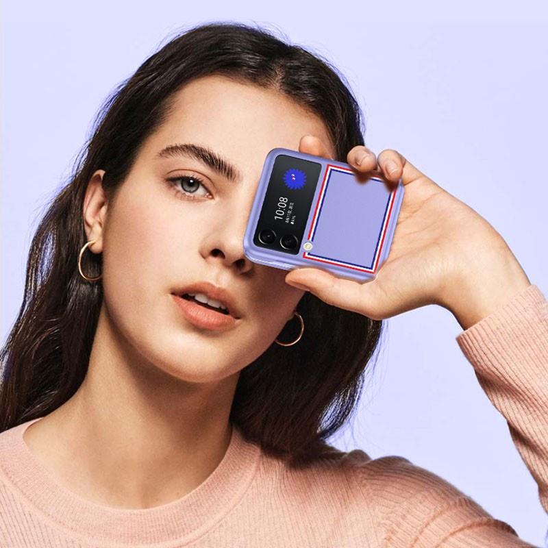 Ốp điện thoại cứng họa tiết đường kẻ chống sốc cho Samsung Galaxy Z Flip 3