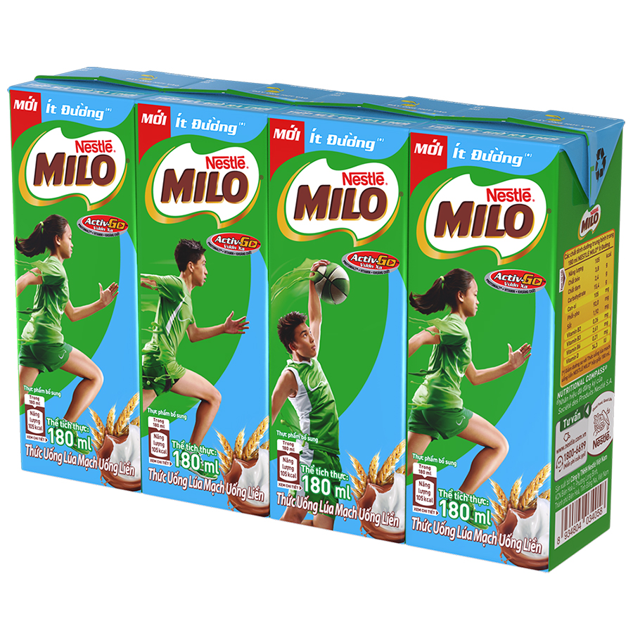 Sữa Tươi Milo 180ml (lốc/4 hộp)