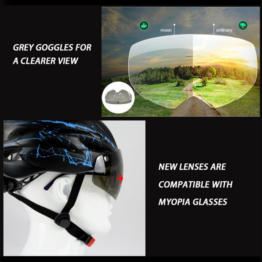 Adult Bike Helmet Women Men Bicycle Helmet with Magnetic Goggles Black Red