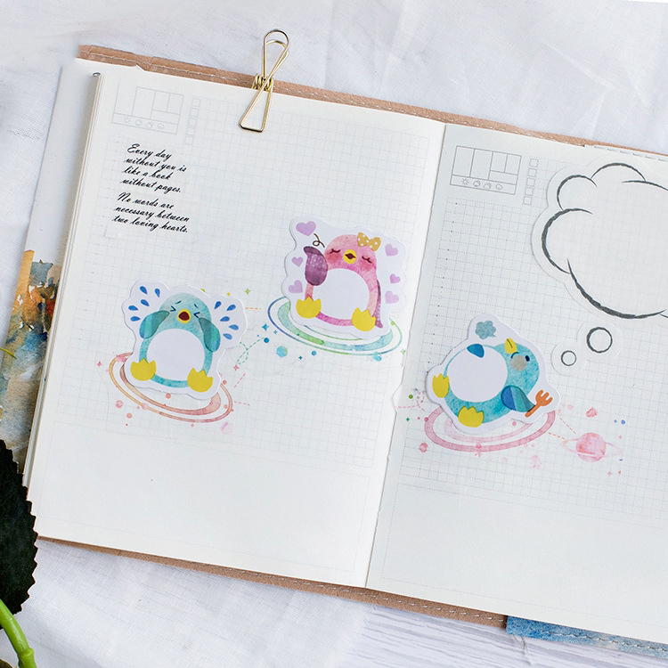 Sticker chủ đề Chim Cánh Cụt Đáng Yêu - Hộp 45 miếng dán trang trí sổ tay Bullet Journal - M217