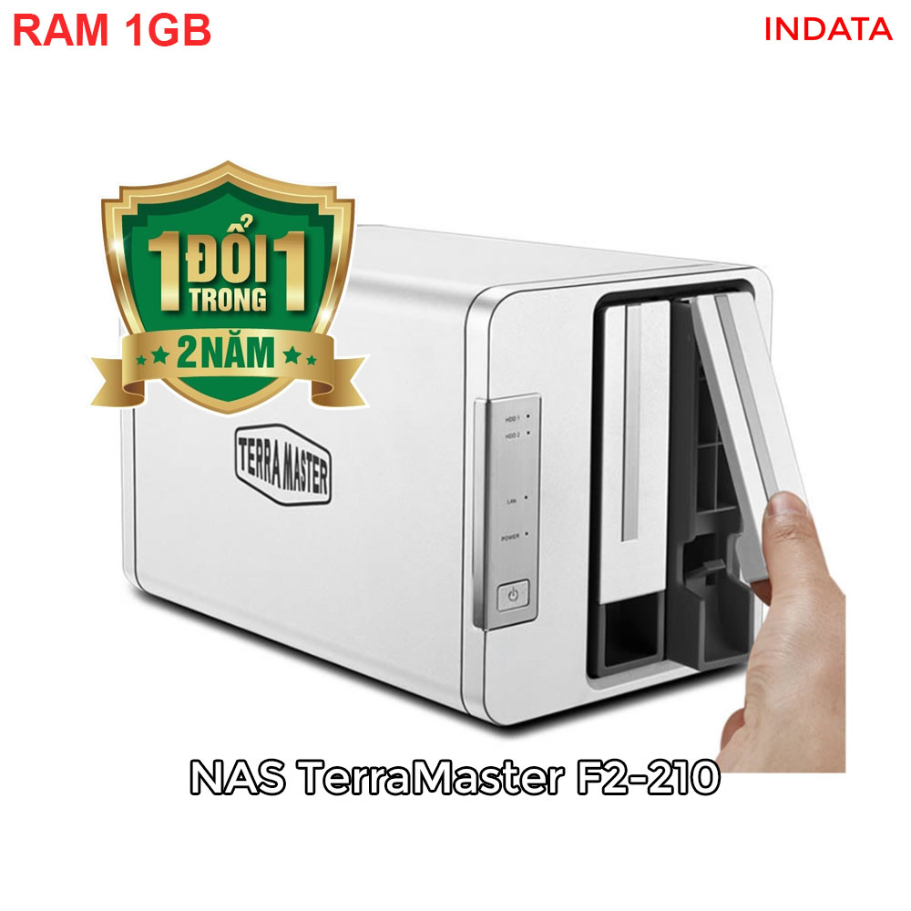 Bộ lưu trữ mạng NAS TerraMaster F2-210 Quad-core CPU, RAM 1GB, 2 khay ổ cứng RAID 0,1,JBOD,Single - Hàng chính hãng