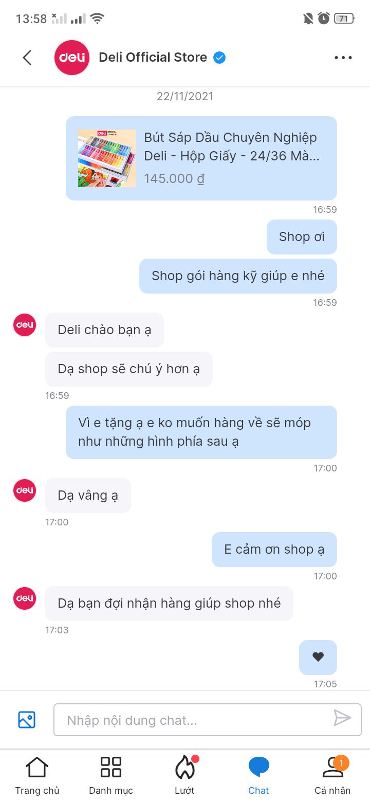 đã bảo tặng dặn là cẩn thận đừng để móp nhưng vẫn móp. màu chưa gãy nếu gãy là mình trả hàng luôn chẳng lấy đâu. 
- Mình xài màu đc cả tuần rồi và thấy màu tốt, với người mới tập sáp dầu thì hộp này là lựa chọn rất phù hợp. màu nhiều tông có thể chồng lên nhau 4 5 lớp vẫn ổn và rất ăn giấy thậm chí là giấy thường ko cần giấy chuyên nghiệp. Sửa cho shop thành 5sao nhé. Cảm ơn shop rất nhiều