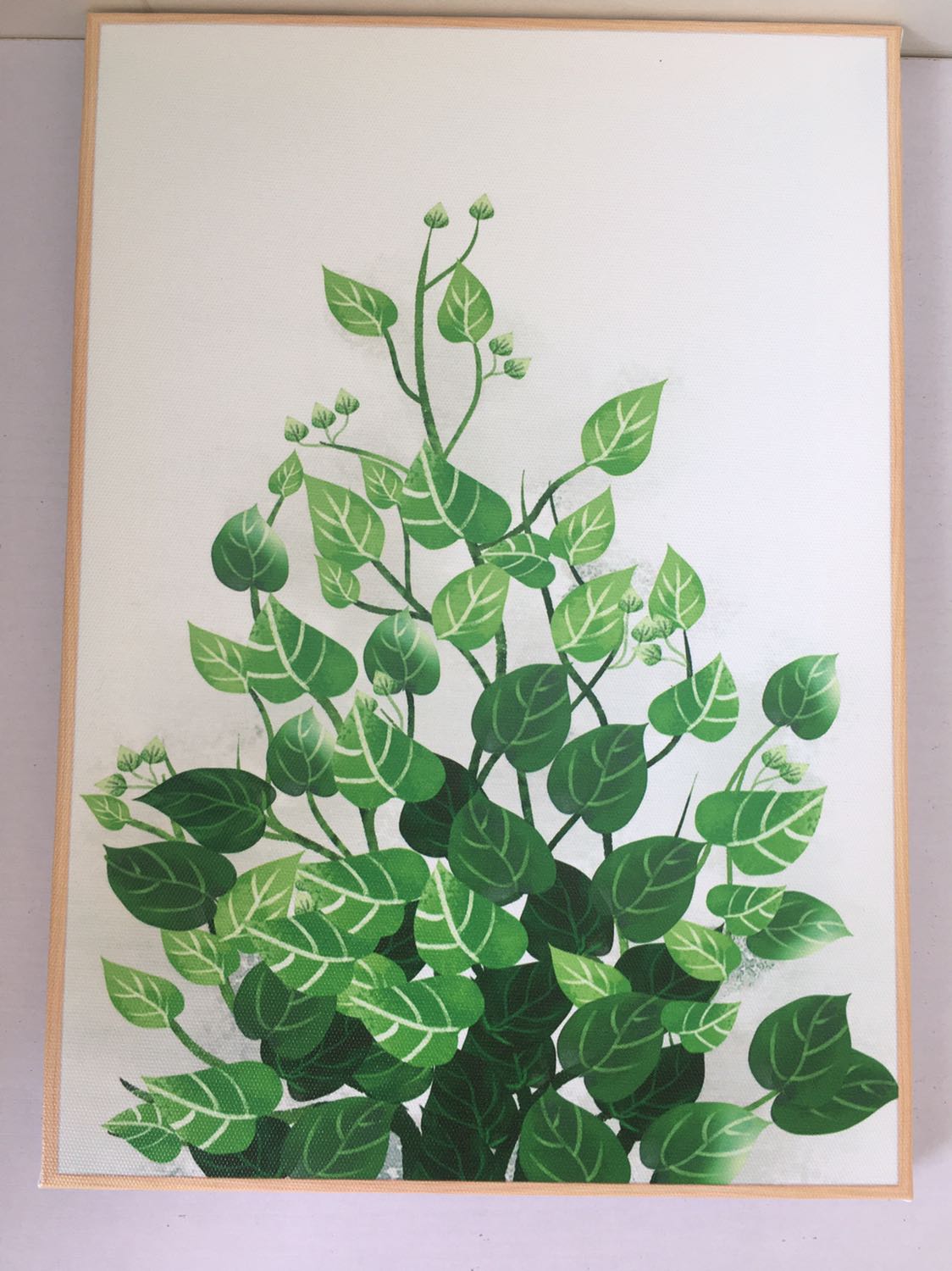 Tranh canvas in bị lem màu ra nền trắng.Chi tiết in bị lem nhem không sắc nét.