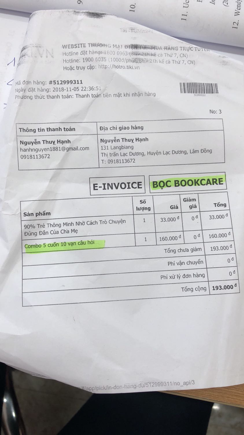 Đã chọn mua combo này. Rất ko hài lòng. Tôi có sử dụng book care nhưng cái mà tôi nhận được thì combo 5 quyển sách trong 1 bịch nylon . Gửi *** thắc mắc thì ko thấy phản hồi . Trong khi book care của tôi vẫn bị trừ .