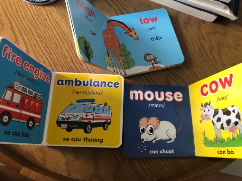 Sách đẹp, màu sắc tươi sáng, cứng cáp (bé nhỏ tuổi sẽ khó xé sách được). Có song ngữ và cả phiên âm. Nội dung là các từ quen thuộc cho bé dễ tìm hiểu.
Ship HCM nhanh, sách được giảm giá nhiều so với giá gốc.
