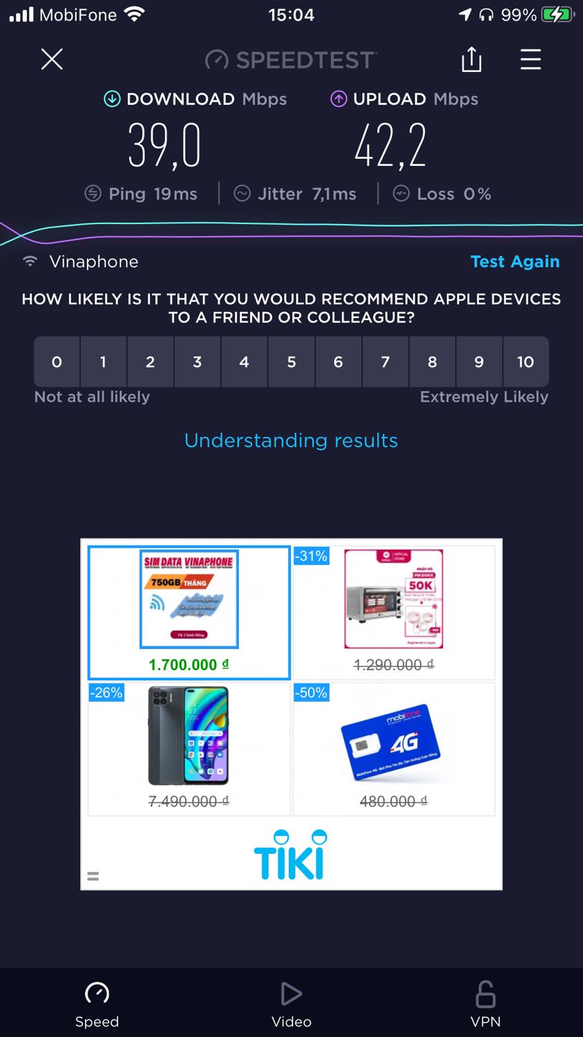 Tốc độ 4g thế này là quá ổn rồi, tương đương tốc độ CMC  nhà m đang dùng. Dao động lên xuống chút xíu tuỳ sóng di động, điều này k tránh khỏi.