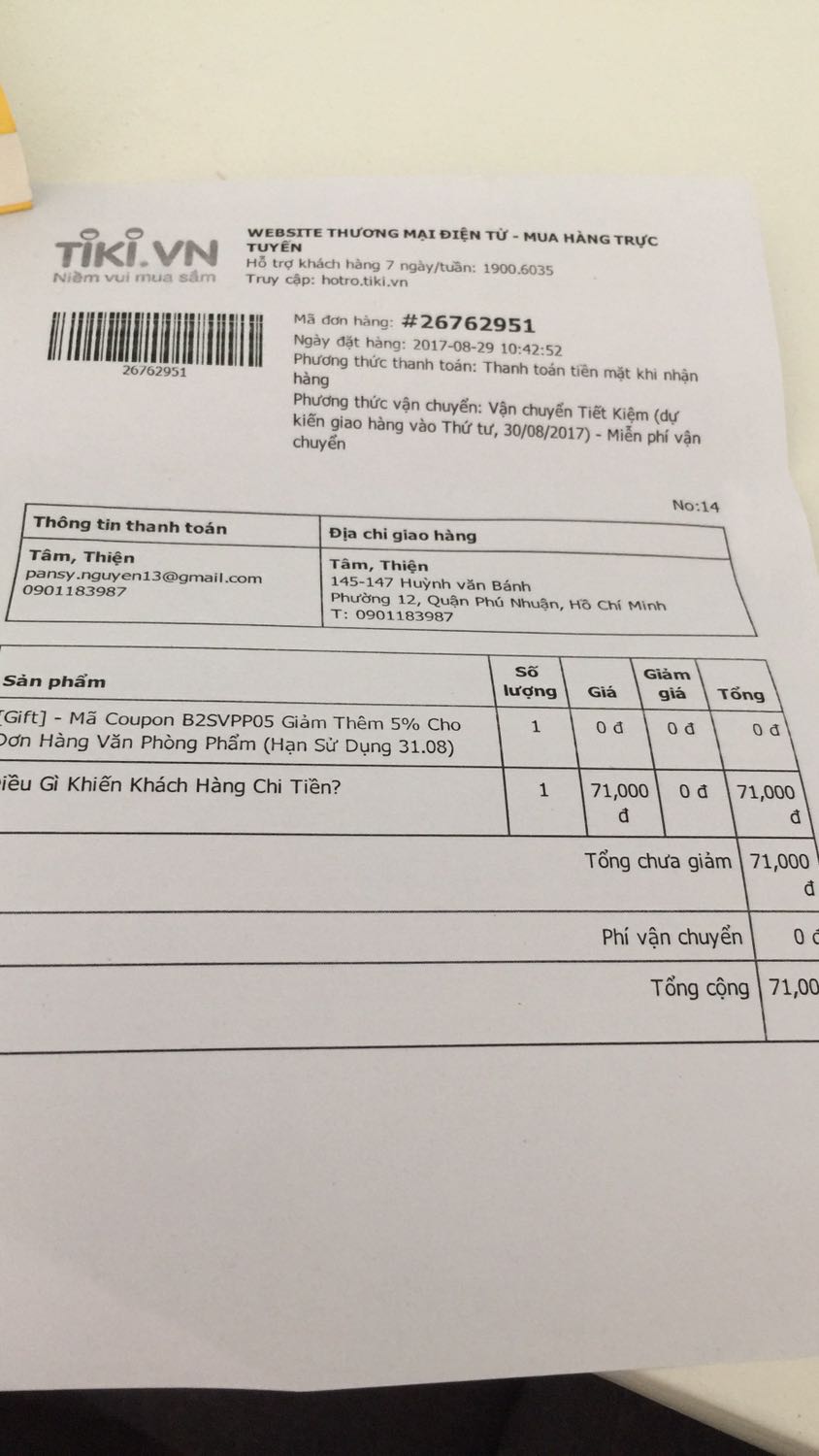 Chưa đọc sách nhưng thấy cách đóng gói rất hài lòng. Đặc biệt, freeship dù chỉ 1 cuốn sách. 
Nhưng sao mã coupon gift được tặng kèm không sử dụng được. Cái này không biết do lỗi hay như thế nào, Tiki có thể giải thích giúp không?