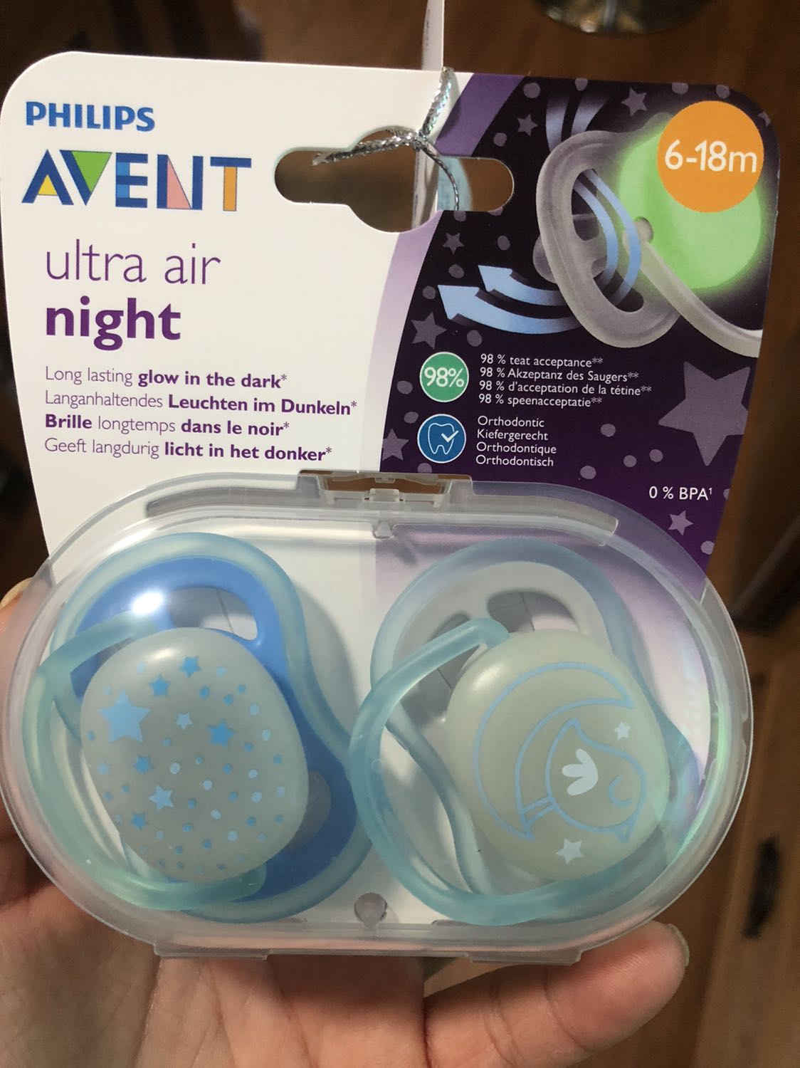 Mua Núm Ty Ngậm Ultra Air Night (Ban Đêm) Philips Avent Cho Bé Từ 6-18  Tháng, 2 Chiếc/Hộp Scf 376/21 - Màu Ngẫu Nhiên Tại Unmei Official | Tiki