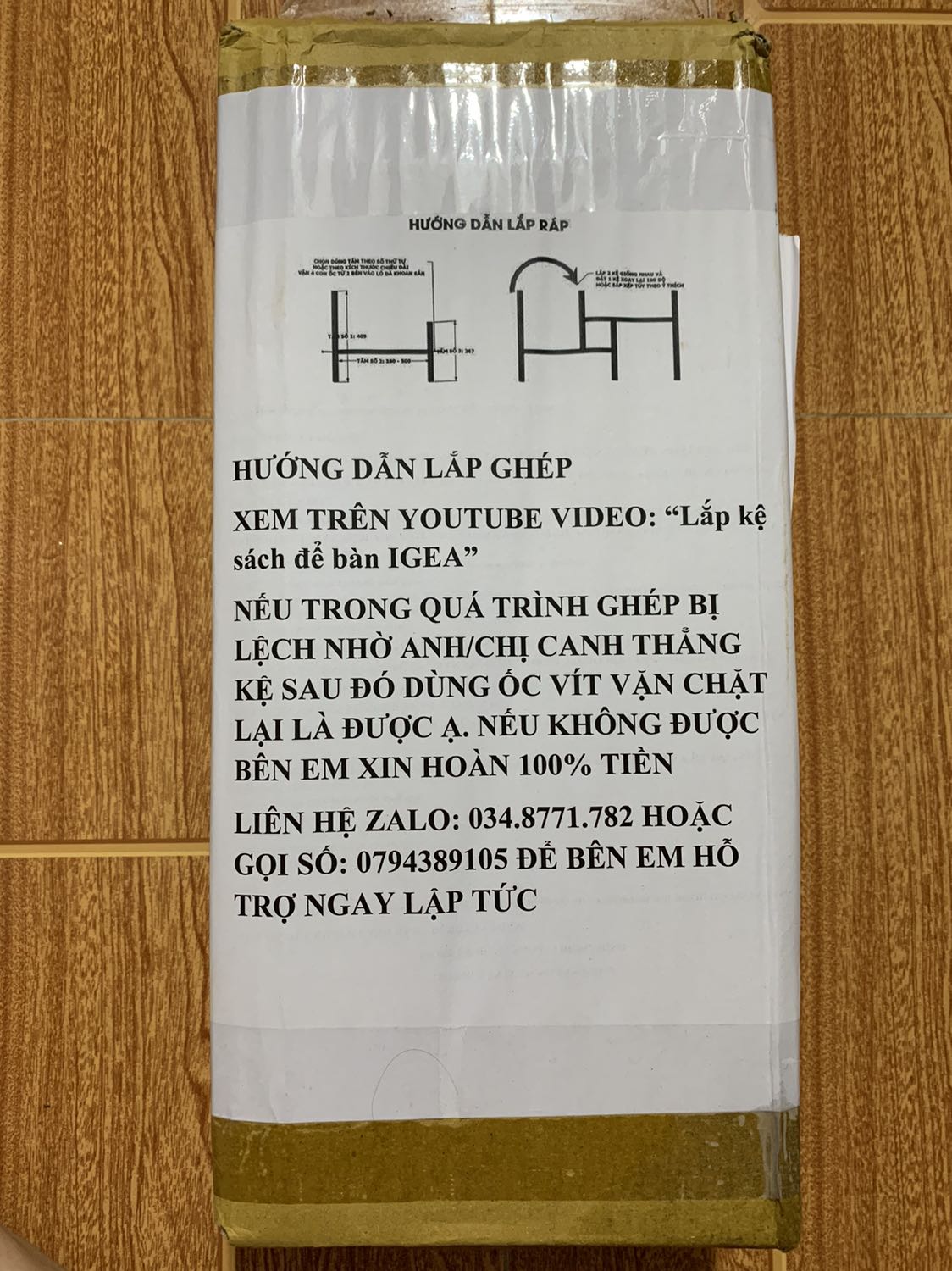 Shop khoan lỗ sai nên mình lắp không được, ván thì cũng tạm ổn trong tầm giá. Mình là con gái nên không thể nào lắp được, phải đi nhờ bạn nam mới lắp được. Thấy shop cam kết k lắp được sẽ hoàn lại tiền nhưng thôi vậy, mình đã đi nhờ người lắp.