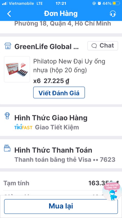 đơn hàng của tôi 6 hộp mà giao 5 hộp nhắn tin cho shop k phản hồi 
chưa khi nào mua hàng trên tiki mà bị như vậy