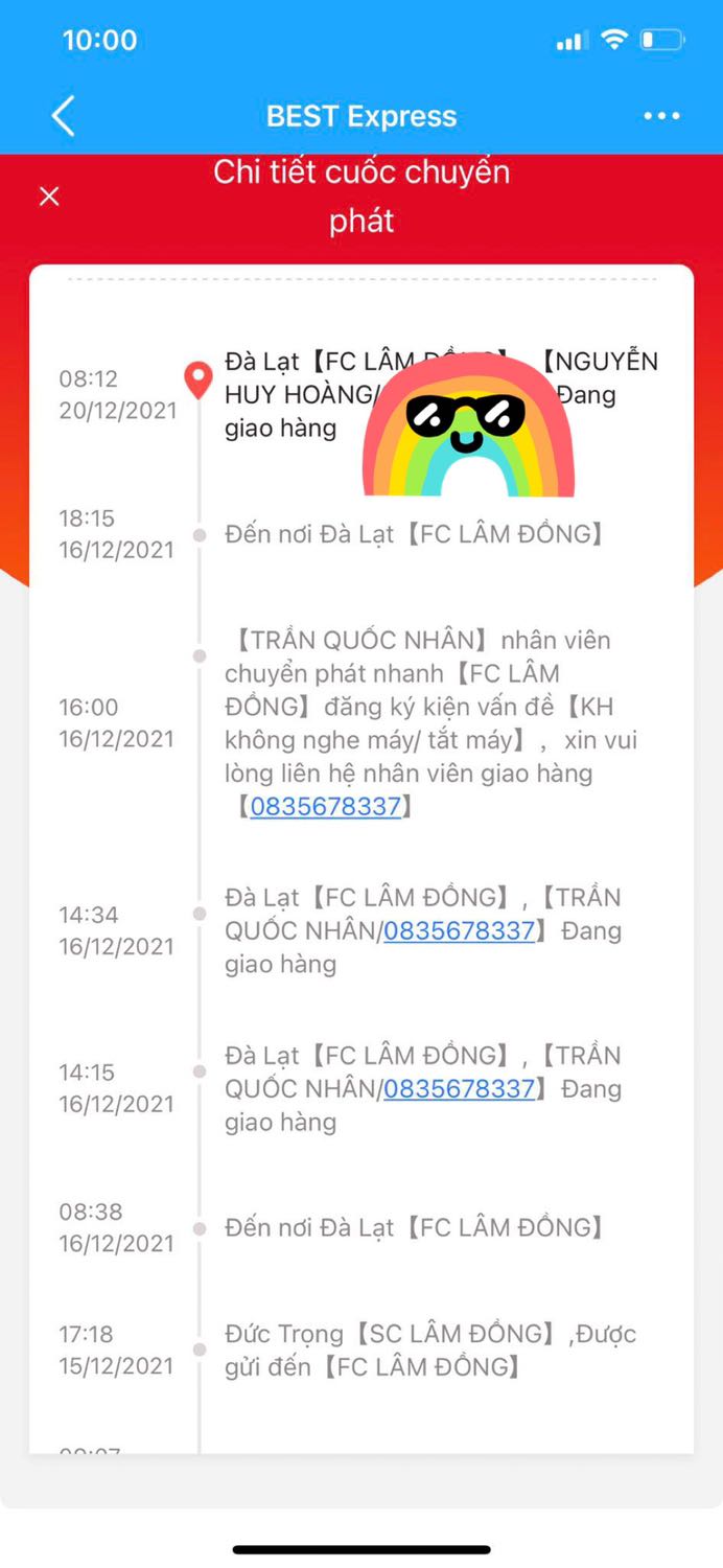 Rất không hài lòng với dịch vụ giao hàng của tiki.
Mua gửi về Đà Lạt cho người nhà.
1. Hẹn 15/12 giao nhưng 16/12 mới giao 
2. 16/12 gặp shipper tên Nhân vô trách nhiệm. Không hợp tác giao hàng, gọi điện thoại cho khách thì than tốn tiền bắt khách gọi lại. Đi không đúng địa chỉ và bắt người nhà tôi phải chạy rượt theo nhận hàng, người nhà tôi lớn 70 tuổi phải chạy bộ xuống đầu dóc và gọi thì shipper không nghe máy còn bỏ đi và báo giao không thành công vì KHÁCH KHÔNG NGHE ĐIỆN THOẠI. 
3. Tôi phản hồi lên tiki 3-4 ngày vẫn không giao, sau đó tôi phải nhắn tiếp thì 20/12 mới giao hàng

Bạn shipper Hoàng giao lần 2 đi 1 lần là đến ngay nhà tôi giao hàng, bạn nói chuyện lịch sự lắm. Cảm ơn bạn. 
Máy sấy chưa sử dụng nên chưa đánh giá. Sẽ trải nghiệm và cho ý kiến.