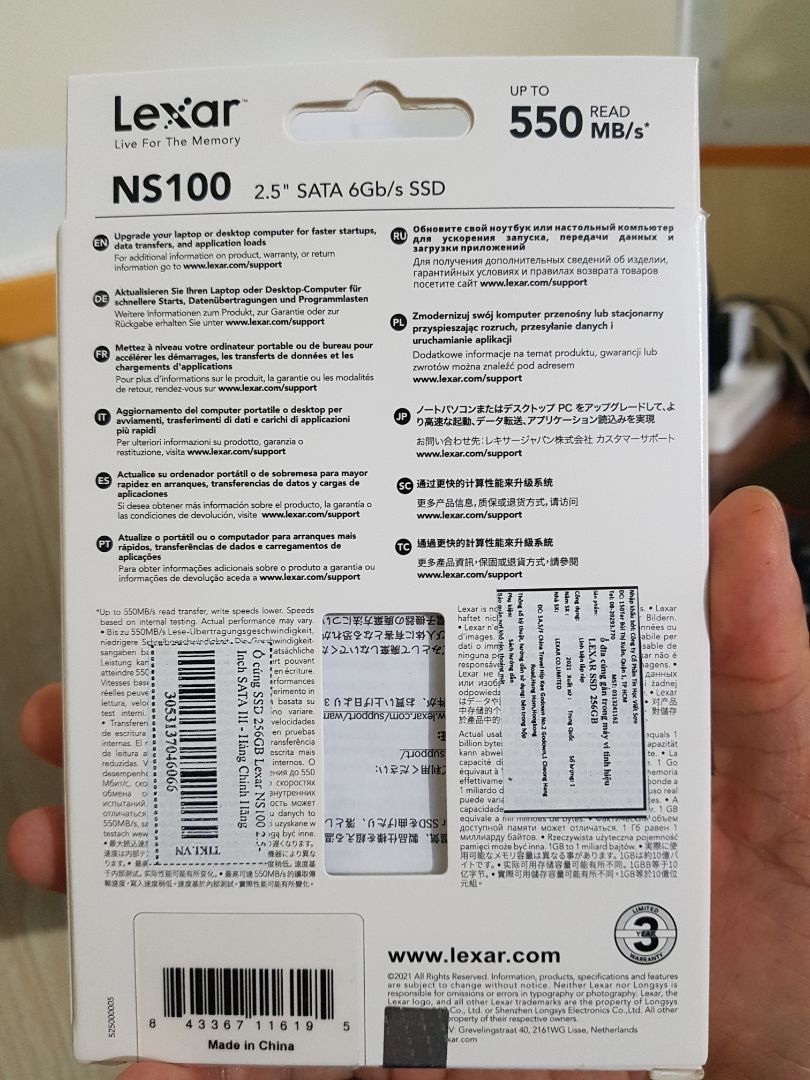 Hàng ok, vỏ ghi 256GB nhưng trên máy chỉ có 238GB thôi. mình tưởng ổ SSD thì phải đủ dung lượng chứ nhỉ? Lắp vào máy r nên chỉ chụp vỏ đc thôi. tốc độ ghi trên vỏ up tới 550MB/s nhưng thực tế *** đc có 283MB/s. Hàng ok, vỏ ghi 256GB nhưng trên máy chỉ có 238GB thôi. mình tưởng ổ SSD thì phải đủ dung lượng chứ nhỉ? Lắp vào máy r nên chỉ chụp vỏ đc thôi. tốc độ ghi trên vỏ up tới 550MB/s nhưng thực tế *** đc có 283MB/s.