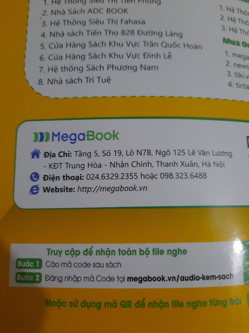 quét mã QR bị lỗi, file nghe không nghe được, cũng k đăng nhập được vào megabook theo mã code sau sách để nghe