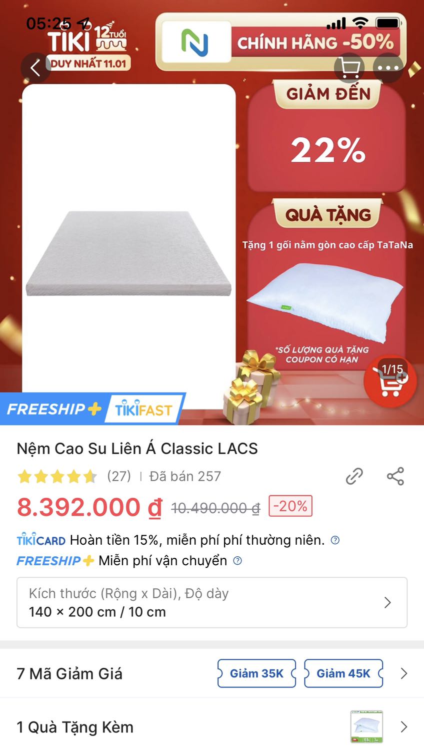 Chuyện nhỏ, nhưng rất không hài lòng 😤
Giao hàng nhanh và gọn, nhân viên nhiệt tình 😇
Tuy nhiên, theo chương trình thì tôi được tặng kèm 2 gối nằm 
- hỏi nhân viên giao nhận thì không biết 
- hệ thống thì tự tháo khuyến mãi không thông báo khách hàng 
Đề nghị Tiki xem lại hệ thống và Đại lý Tam Tài Nhân xem lại chương trình