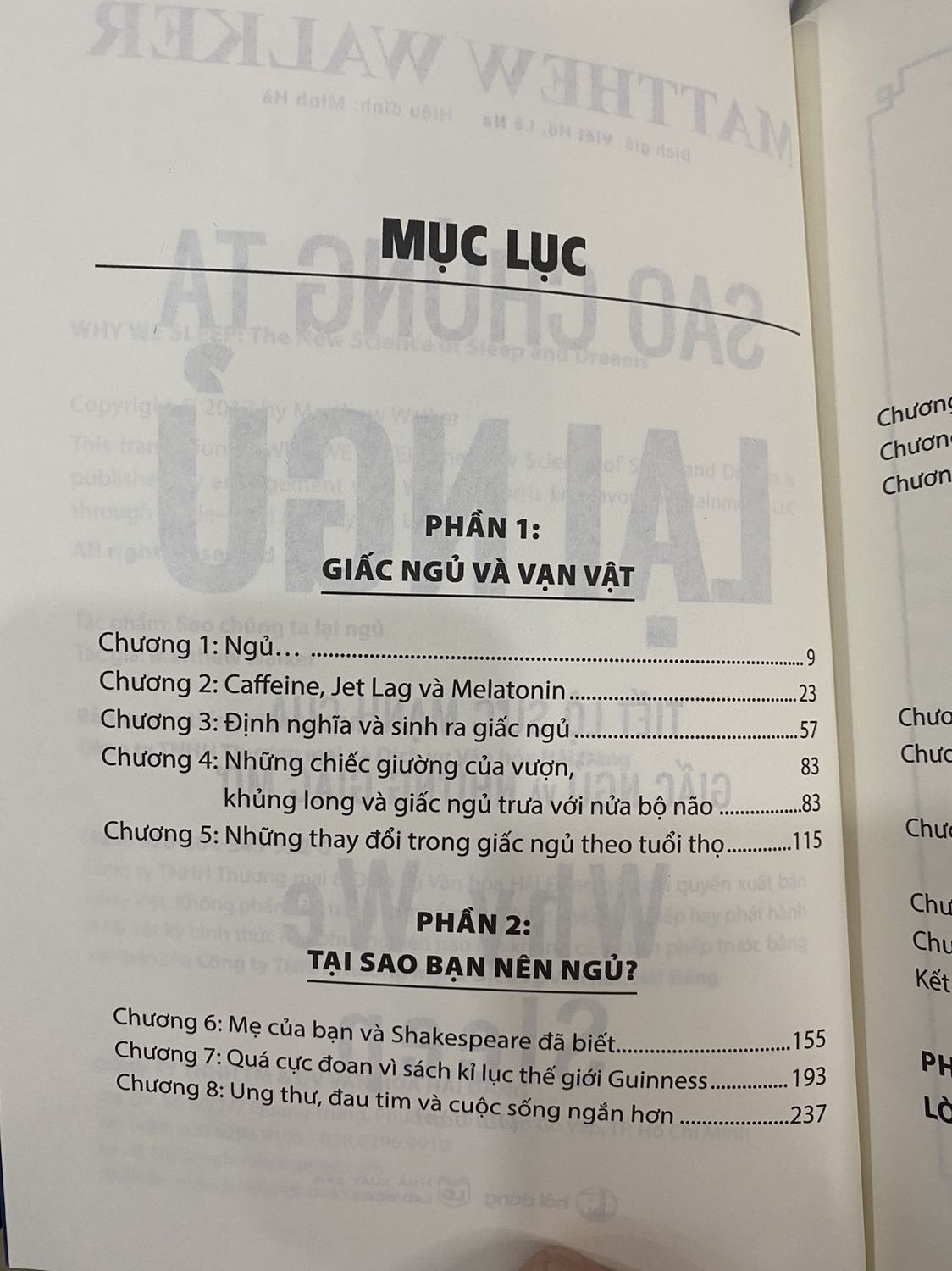 Một quyển sách giúp chúng ta hiểu về giấc ngủ và tầm quan trọng của giấc ngủ khi đọc quyển sách này tôi đã ngủ đủ tám tiếng một ngày để giúp cho cơ thể và tinh thần của mình luôn khỏe mạnh vào ngày hôm sau
Đừng bao giờ nghĩ về việc ngủ bù vào lúc khác sẽ giúp cho ta lấy lại được tinh thần nhưng không phải như vậy 
chúc bạn luôn nhiều sức khỏe Một quyển sách giúp chúng ta hiểu về giấc ngủ và tầm quan trọng của giấc ngủ khi đọc quyển sách này tôi đã ngủ đủ tám tiếng một ngày để giúp cho cơ thể và tinh thần của mình luôn khỏe mạnh vào ngày hôm sau
Đừng bao giờ nghĩ về việc ngủ bù vào lúc khác sẽ giúp cho ta lấy lại được tinh thần nhưng không phải như vậy 
chúc bạn luôn nhiều sức khỏe