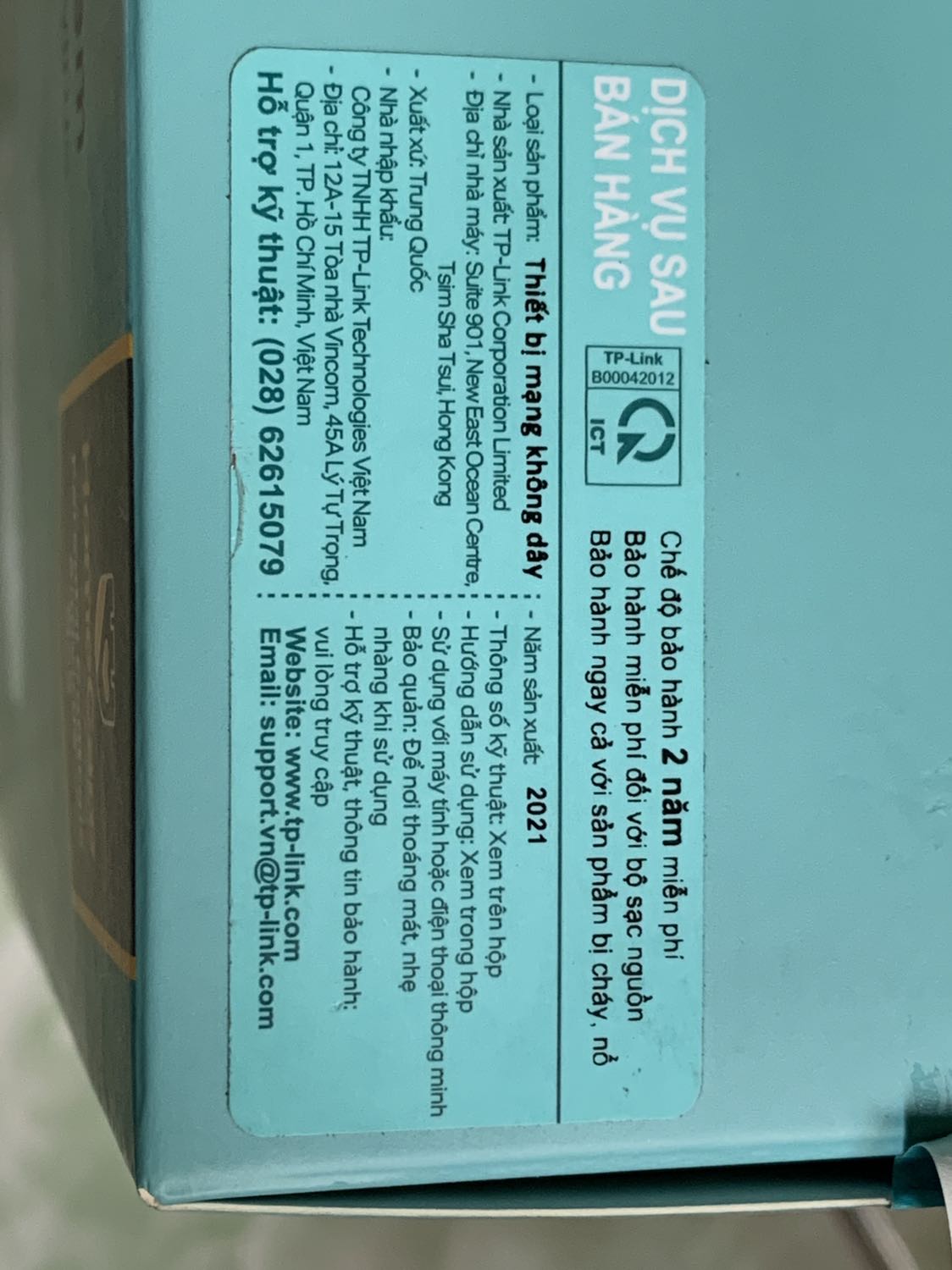 Nguyên đai nguyên kiện, BH 24 tháng, gắn vào tốc độ mạng ổn, cảm ơn shop đã giao hàng trong 2h đúng hẹn.