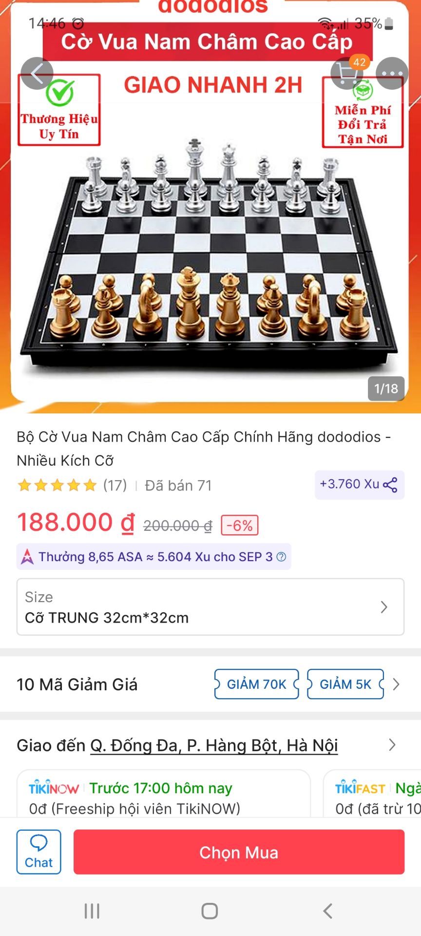 bàn cờ đẹp.chắc chắn, đóng gói cẩn thận
hàng giao siêu tốc,nhanh
giá cao hơn bên ***. giảm giá chút thì oki bàn cờ đẹp.chắc chắn, đóng gói cẩn thận
hàng giao siêu tốc,nhanh
giá cao hơn bên ***. giảm giá chút thì oki