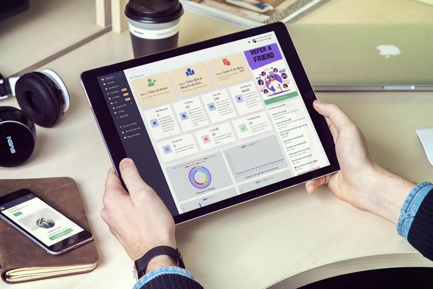 👉 Chào bạn, 
💥 Nếu bạn đang kinh doanh Bất động sản và bạn thương đang làm những điều này:
- Đăng tin lên nhiều website bất động sản như Chợ tốt, Bất động sản.com.vn, Alonhadat, Muaban, Homedy, Dothi.net,... để tìm được nhiều khách có nhu cầu nhất. 
- Vào từng trang để xem tình trạng tin, chỉnh sửa nội dung nếu ko được duyệt, hay xem lượt view, tương tác.
- Nạp tiền quảng cáo vào những trang tốn phí để đăng tin VIP.

Những công việc trên sẽ tiêu tốn của bạn từ một đến nhiều giờ đồng hồ mỗi ngày làm việc. Vậy làm thế nào để vừa tiết kiệm thời gian, và tin đăng phải hiệu quả để tiếp cận được 16 triệu Khách hàng tiềm năng?

RESS - startup về công nghệ Bất động sản đã viết ra giải pháp giúp bạn giải quyết những khó khăn này và nó hoàn toàn miễn phí. Chúng tôi viết trên nền tảng đám mây vì thế bạn không cần tải, cài đặt hoặc treo máy. Những gì bạn cần là 1 chiếc điện thoại hoặc laptop có kết nối internet. 

Các tính năng chính có trong gói FREE: 
✔️ Đăng tin lên 07 websites trong 1 phút (Batdongsan.com.vn, Chotot, Alonhadat, Muaban, Dothi, Vatgia, Meeyland)
✔️ Quản lý tài khoản các websites bất động sản
✔️ Số tin đăng hàng tháng: 30

Sau khi đăng ký thành công tài khoản trên dangtintudong.net, bạn sẽ có từ 3-7 ngày trải nghiệm gói BASIC, hết thời gian này, gói BASIC sẽ chuyển về gói FREE miễn phí vĩnh viễn.
Nếu bạn cần hỗ trợ hãy nhắn tin cho chúng tôi tại Zalo: ***