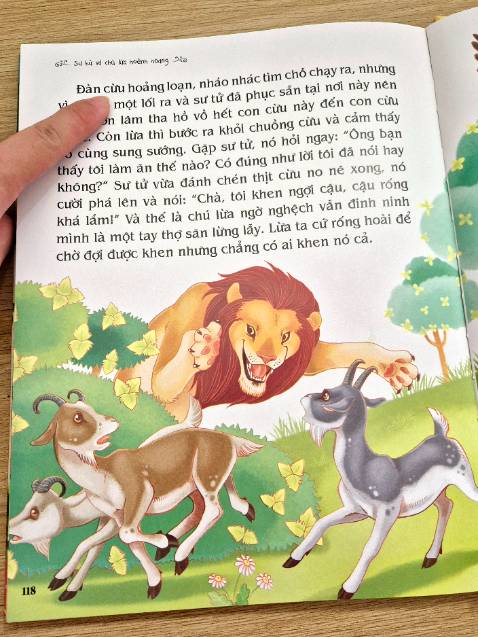Có trang 118 sách bị lỗi minh họa "đàn cừu" mà vẽ hình đàn dê. Mong NXB sẽ kiểm định cẩn thận hơn. Cám ơn Tiki giao đúng sách, đóng gói đẹp.