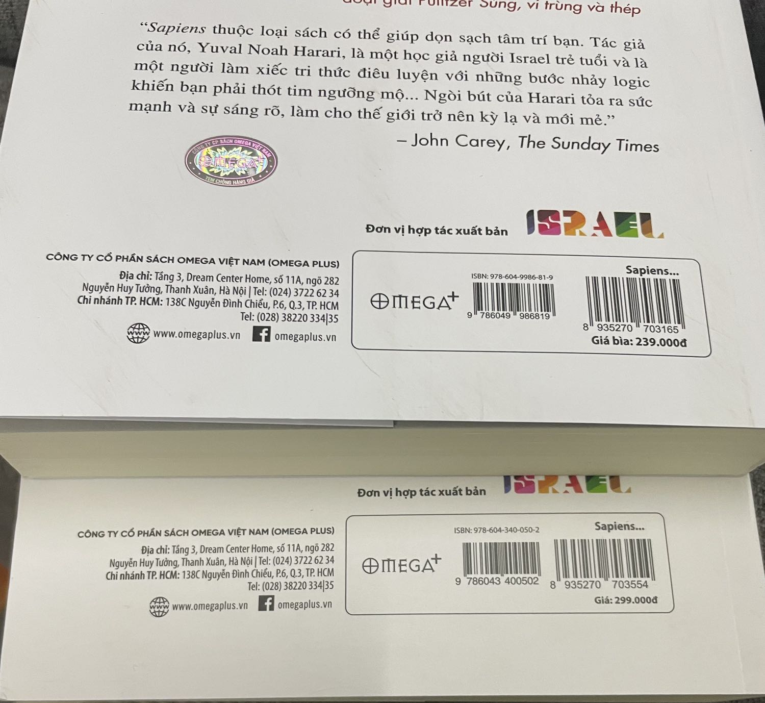 Mình mua 2 cuốn cùng 1 cửa hàng nhưng 2 lần nhận sách khác nhau. Giá bìa khác nhau.
Cuốn đầu tiên (giá  bìa 299k, giá bán 211k - rất tốt)
Nhưng cuốn thứ 2 (giá bìa 239k, giá bán 208k - thì đóng gáy rất tệ - xem hình đính kèm)
Mình xem kỹ thì sách được in ở 2 Công ty In khác nhau.
Thật tiếc là mình mua cuốn thứ 2 để đi tặng mà lại nhận được 1 cuốn sách kém chất lượng

Mình xem kỹ thì già