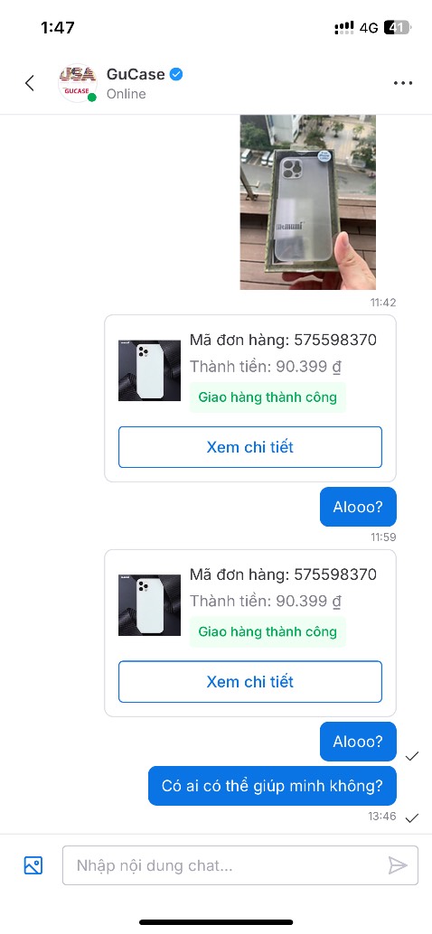 Minh đặt mua một ốp lưng iPhone màu trắng. Shop lại gửi cho minh một ốp lưng trong suốt?

cố nhắn tin để họ trả lời, nhưng họ không trả lời tin nhắn của tôi.
