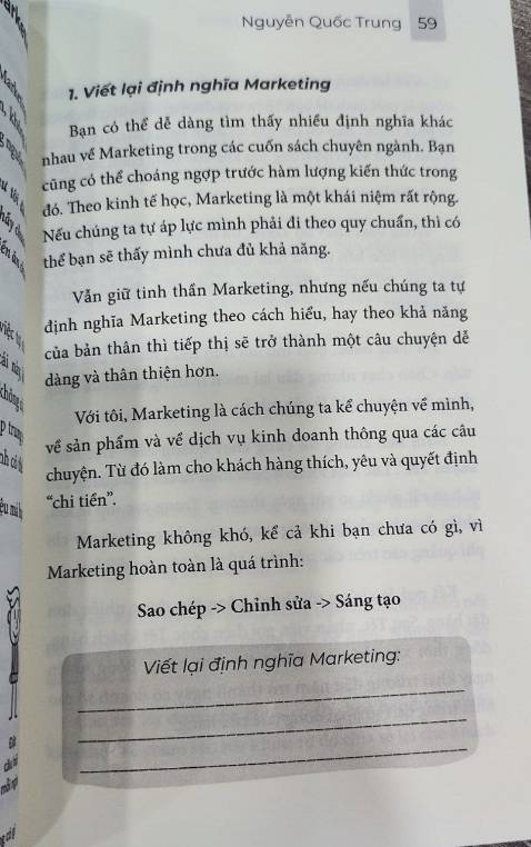 Học được khá nhiều chiến lược marketing đơn giản. Tâm đắc ý tưởng sáng tạo 100 nội dung cho một đối tượng khách hàng. Sẽ cố gắng đọc hết và review tiếp cho mọi người