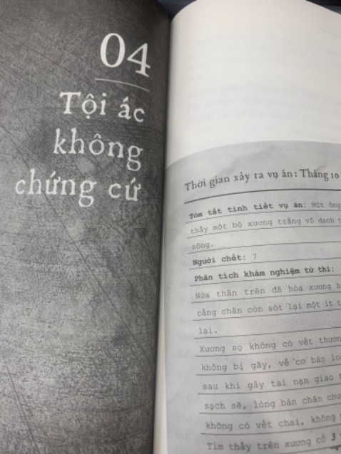 Nội dung sách đọc bánh cuốn, đọc liền tù tì không dứt 2 đêm. Tuy sợ nhưng vẫn cảm thấy tò mò, tác giả phá án = pháp y cực đỉnh. Hay!!!