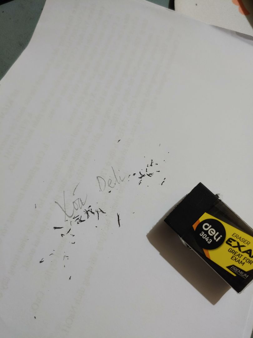 Gôm tẩy mạnh, nhanh và sạch vết bút chì. Bé dễ dàng sử dụng mà không bị lem bẩn, không bị rách giấy. Chất lượng Gôm là okie, giá cả cạnh tranh. Luôn ủng hộ Deli và các sản phẩm của Deli vì Chất lượng và giá sale tốt. Cảm ơn Shop nhiều