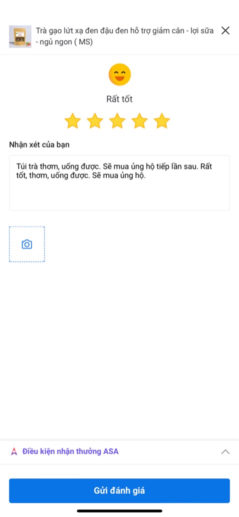Túi trà thơm, uống được. Sẽ mua ủng hộ tiếp lần sau. Rất tốt, thơm, uống được. Sẽ mua ủng hộ.
