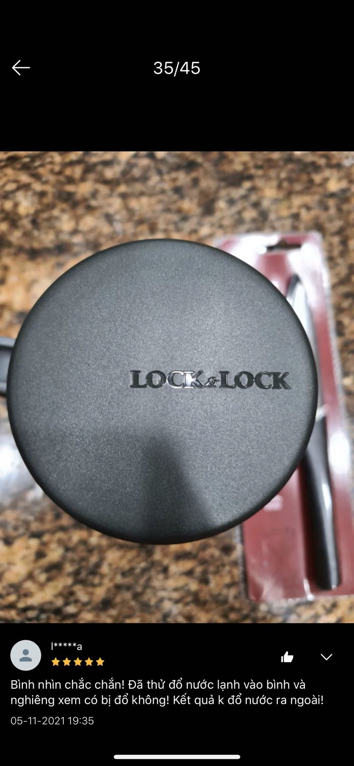 M nhận được cốc rồi nhưng nó không giống với cốc bạn m mua ở cửa hàng , k biết có phải chính hãng k nữa. Cốc bạn m bao bì khác và nắp cốc cũng có chữ lock & lock, cốc của m thì k có