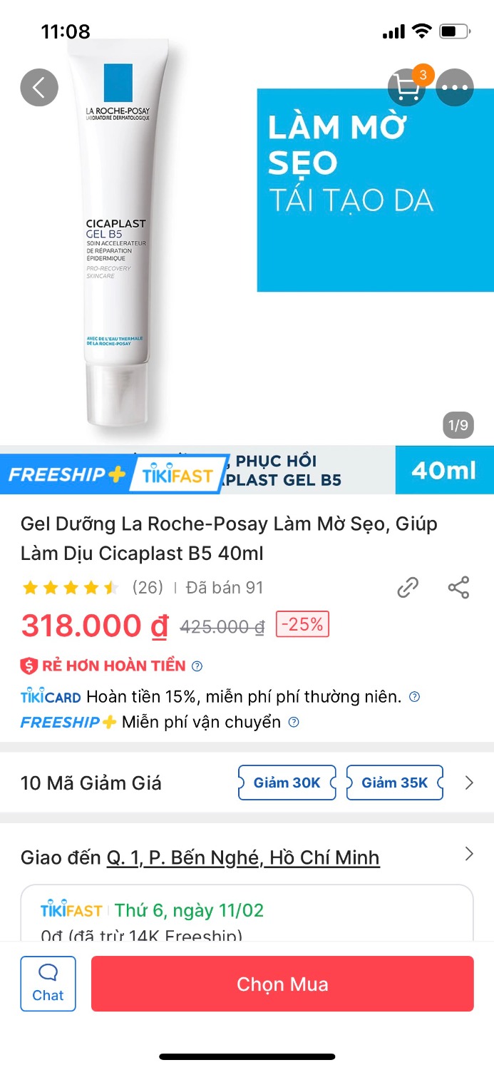 Giao hàng ko đúng như đã đặt mua, mình mua là Gel Dưỡng La Roche-Posay Làm Mờ Sẹo, Giúp Làm Dịu Cicaplast B5 40ml mà giao mình loại Cream Dưỡng La Roche-Posay.
Đề nghị Tiki giao lại hàng đúng và gấp giúp mình như trong hình mình đã đặt mua.