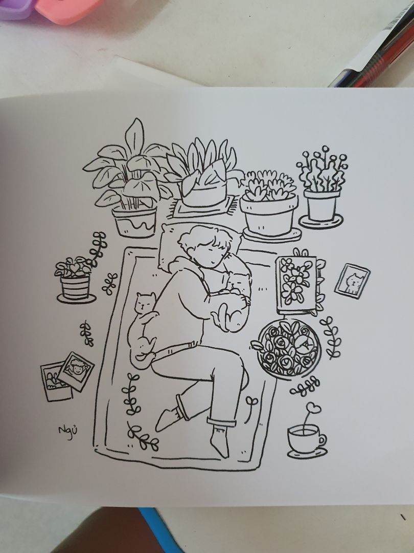 bộ 3 sách vẽ tô màu đơn giản, đáng yêu. các em nhỏ rất là thích.??