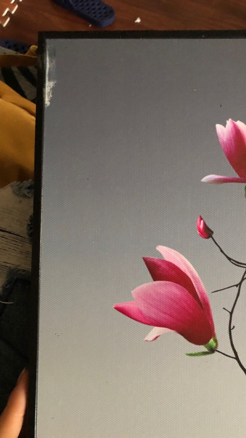 Góc của bức tranh bị lỗi. Lỗi này chắc chắn bị trước khi đóng gói. Thế mà NCC vẫn giao