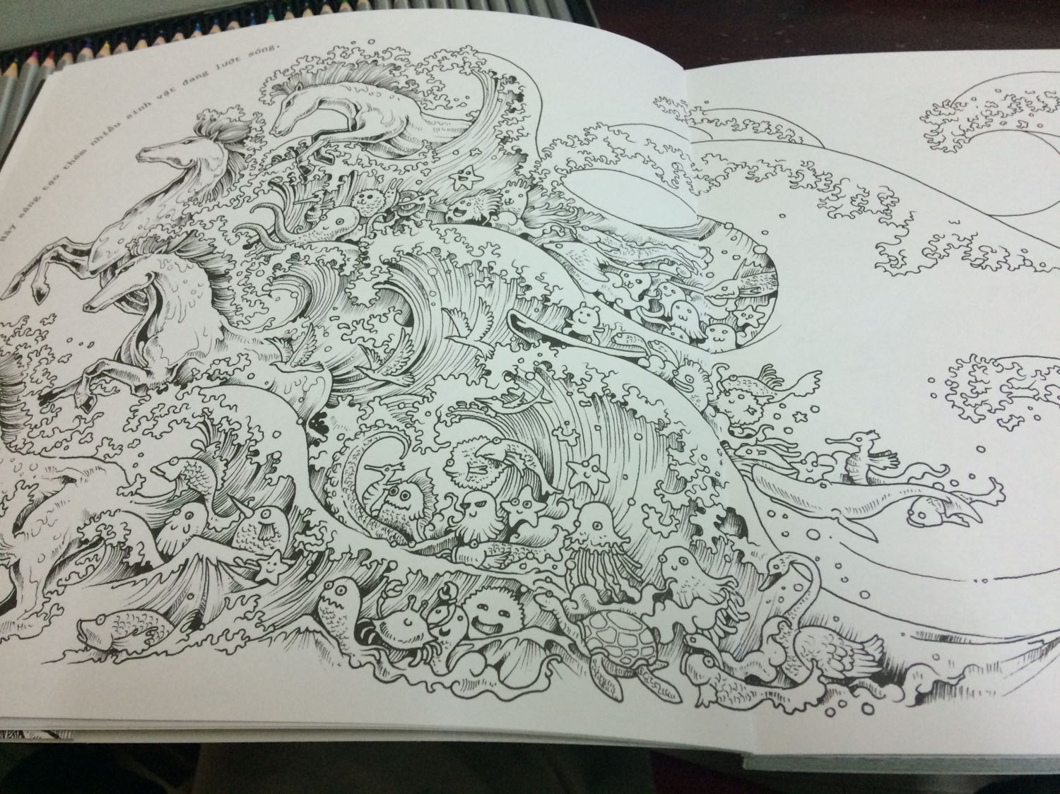 Sách đẹp cực các bạn ơi! Dù ko vui lắm tại me giảm giá hụt nhưng cực kỳ ưng ý với chất lượng luôn. Giấy dày, nét vẻ tỉ mỉ lắm. Tác giả dùng bút ngòi fine line vẽ mà, quá trời doodles tô không biết khi nào mới hết. Có mấy trang còn để chi tiết trắng cho mình vẽ thêm vào nữa. Sách đã dày, lại to còn lắm chi tiết, nên mình lặp lại, tô không thấy hồi kết :))) Cực hài lòng luôn ?