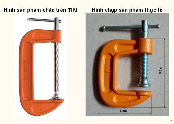 ôi thường xuyên mua hàng trên TIKI, hồi mới mua cảnh giác xem kỹ các chi tiết giới thiệu và tính năng, quy cách sản phẩm. Sau này mua nhiều, quen nên chủ quan, mấy hôm vừa rồi mua 2 chiếc cảo chữ C này, chỉ nhìn ảnh chụp không xem kỹ quy cách sản phẩm, cứ nghĩ là cảo 25 cm hóa là 25 mm. Ảnh chụp do nhà cung cấp chụp và giới thiệu sản phẩm có tỉ lệ kích thước khác hẳn với ảnh thực tế của sản phẩm (so sánh chiều rộng và chiều dài), ảnh này làm cho người mua nếu không xem kỹ các số liệu (kích thước) thì dễ bị mua nhầm như tôi. Tội thông tin những dòng này để ai đó có mua sản phẩm này thì lưu ý, không có ý phàn nàn để trả lại sản phẩm (lỗi do tôi chủ quan không đọc kỹ).
Sau đây là hình ảnh sản phẩm giới thiệu và sản phẩm thực tế.