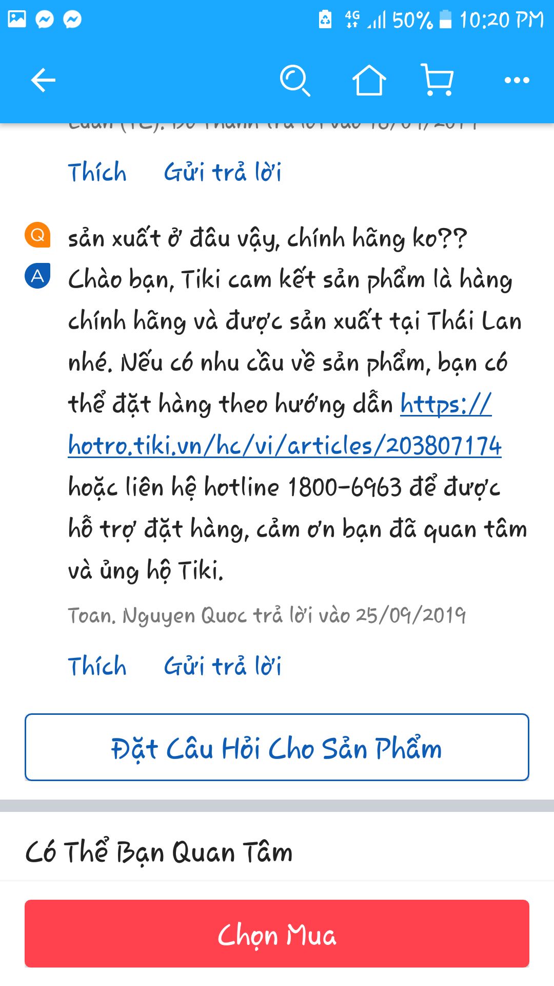 m chọn mua đây đắt hơn 20k vì phần mô tả ghi là chỉ hàng sx tại thái lan. nhưng hàng mình nhận đc là Made in  China. hay mua tiki nhưng rất ghét kiểu làm ăn vậy
