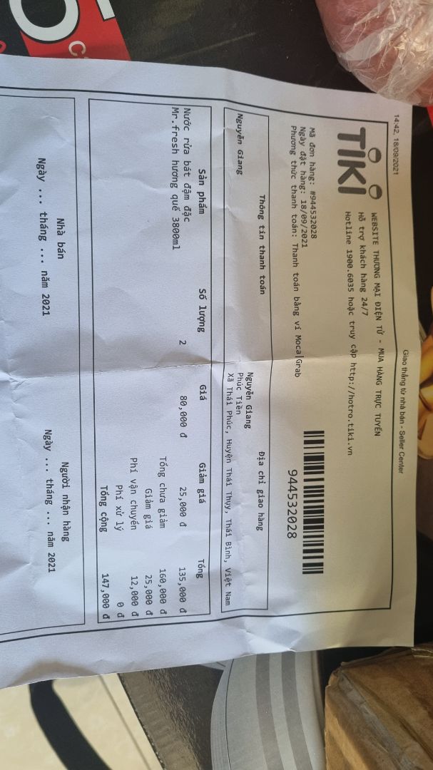 Giao sai hàng hoàn toàn làm mất thời gian của khách ĐẶT RỬA BÁT 2 CAN ĐI GIAO SÁP THƠM .BẢO SAO GÓI HÀNG BÉ TÝ....


NHÌ NHẰNG *** ĐẢO À ....ĐẶT ĐƠN MỚI THÌ GIAO NHANH NHƯ GÌ ...HƠN 2 TUẦN RÔI KO CÓ CÂU TRẢ LỜI CỤ THỂ