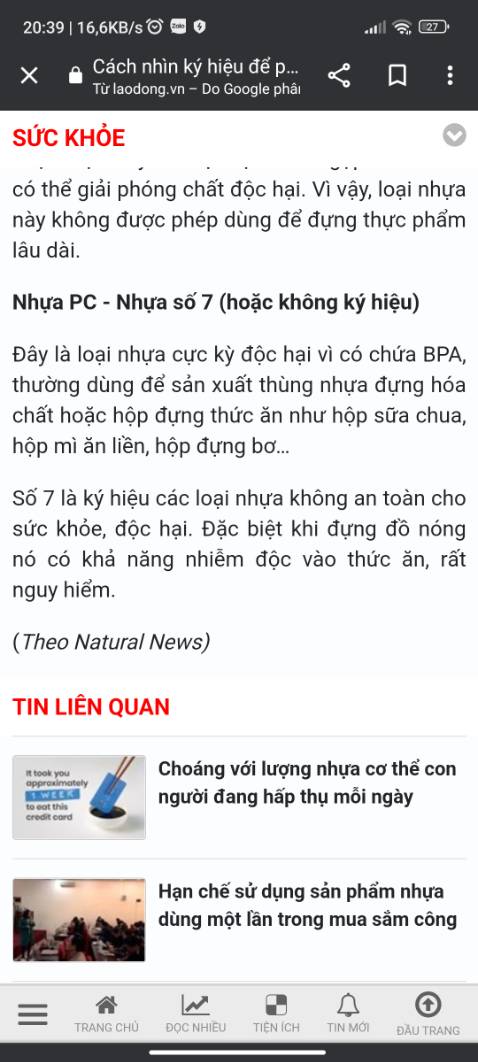 Theo mô tả thì sản phẩm chất liệu nhựa cao cấp an toàn mà về check lại là nhựa pc7 rất độc hại, giờ ko dám dùng luôn.