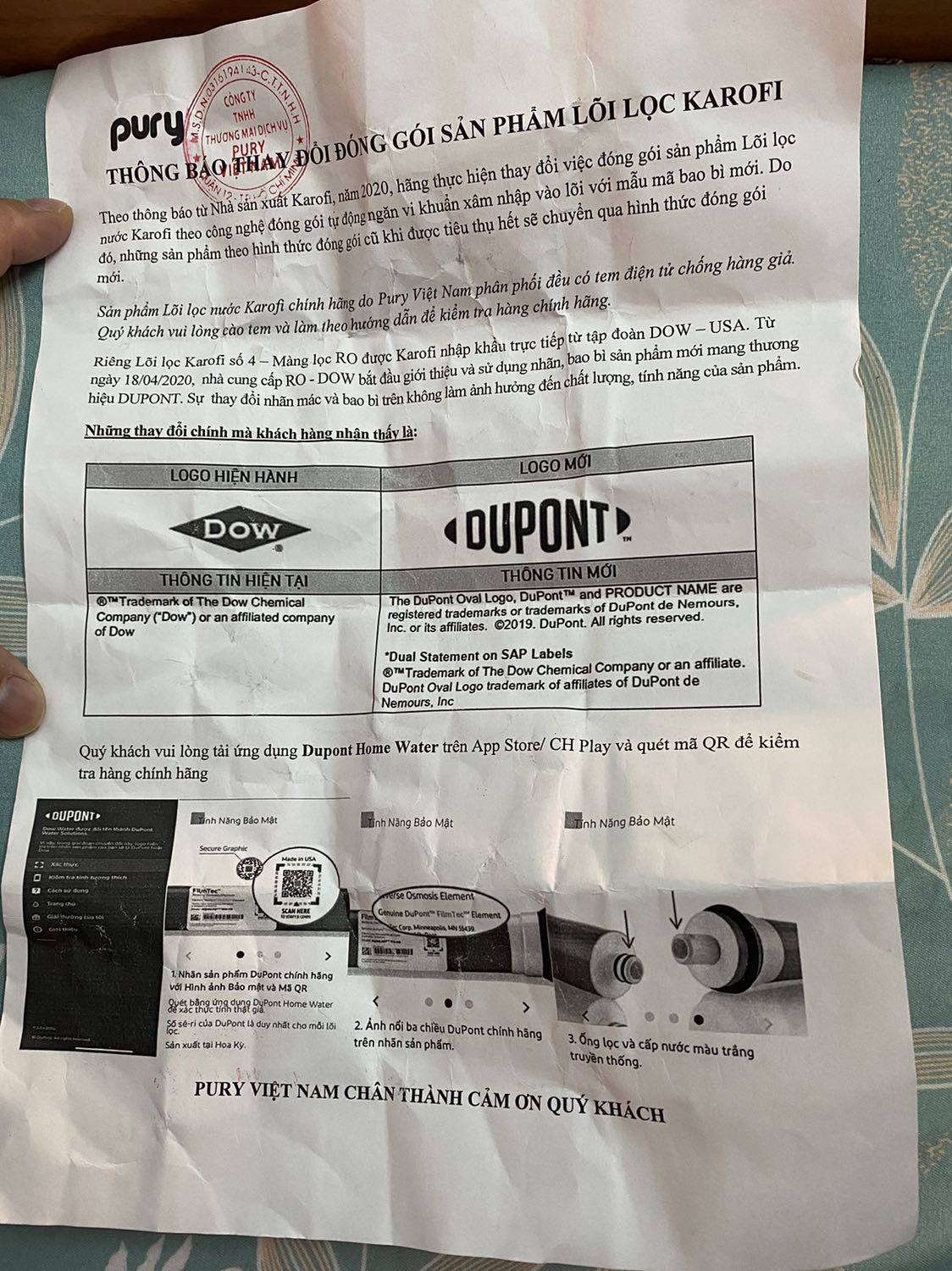 Mình mua lắp thay lõi RO của máy lọc Taka (có vẻ lõi taka ko phải RO chuẩn :( ). Lắp vừa vặn, nhãn mác check thì thấy chính hãng, đóng gói chắc chắn. Vỏ có tem Karofi. Mình mua lắp thay lõi RO của máy lọc Taka (có vẻ lõi taka ko phải RO chuẩn :( ). Lắp vừa vặn, nhãn mác check thì thấy chính hãng, đóng gói chắc chắn. Vỏ có tem Karofi.