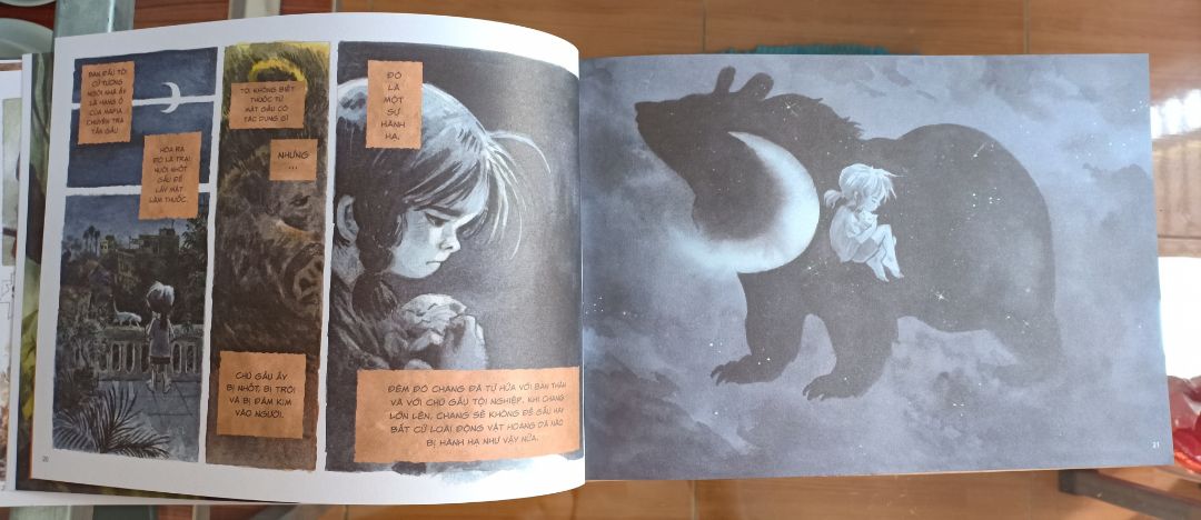 Câu chuyện cảm động, tranh vẽ đẹp, tự nhiên ,giàu cảm xúc. Rất ủng hộ những quyền sách có giá trị về động vật, môi trường và thiên nhiên.