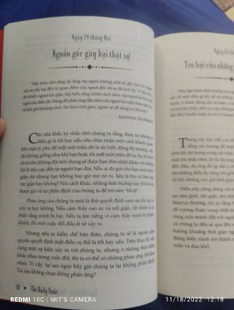 1 quyển sách có giá trị, rất đáng để đầu tư tiền bạc và thời gian cho quyển sách. Cảm thấy may mắn vì được tiếp cận với chủ nghĩa khắc kỷ.