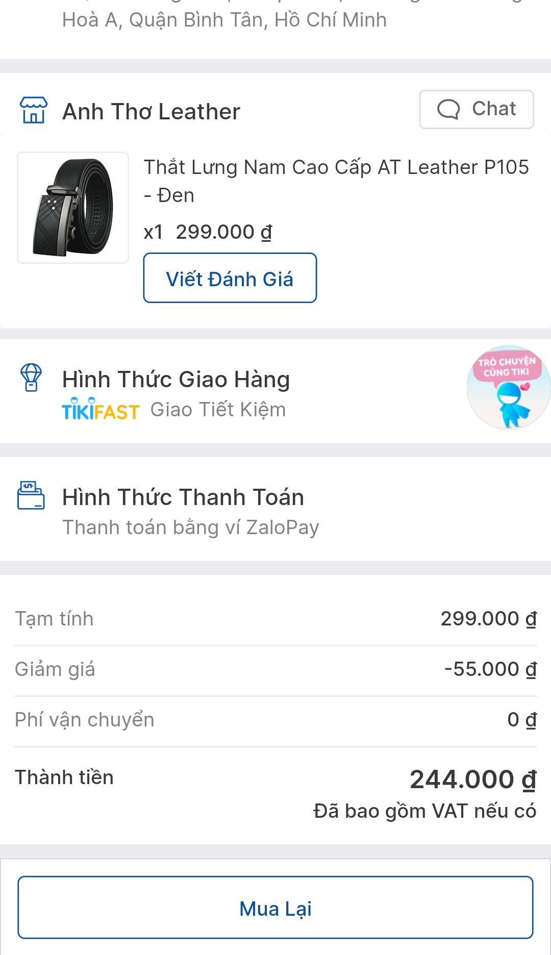 giao hàng rất nhanh, mua được giá lúc KM nên cũng khá hợp lý. Da mềm, không cứng và nặng trĩu như mấy loại khác, đeo khá thoải mái. Có kèm hộp đựng nhìn cũng khá đẹp và lịch sự, có thể mua làm quà tặng. Nói chung là hài lòng.