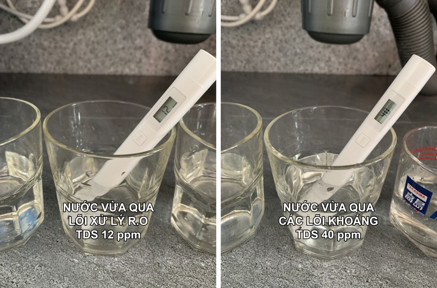 Tôi đã nhận hàng và sau vài ngày sử dụng tôi có một số thắc mắc như sau:
Thứ 1: Nước đầu nguồn chỉ số TDS là 42ppm, sau khi qua lõi RO là 12ppm thì có ổn không. Và sau khi qua các lõi khoáng là 40ppm thì chỉ số này có khác gì với 42ppm lúc đầu nguồn không?
Thứ 2: tôi xem sơ đồ lắp đặt trong tờ hướng dẫn thì thứ tự sẽ là:
 + Nguồn nước vào -> Cốc 1 -> Van áp thấp -> Van KSD -> Bơm -> Cốc 2 -> Cốc 3 -> Lõi RO -> Van áp cao -> Các lõi chức năng -> Bình áp -> Vòi dùng.
Nhưng trên thực tế của bộ lắp đặt sẵn gửi cho tôi thì sơ đồ như sau:
 + Nguồn nước vào -> Cốc 1 -> Cốc 2 -> Cốc 3 -> Van áp thấp -> Van KSD -> Bơm ->  Lõi RO -> Van áp cao -> Các lõi chức năng.
Như vậy cho tôi hỏi sơ đồ này ko theo khuyến cáo của hãng thì có ảnh hưởng gì đến chất lượng nước ra và tuổi thọ của bơm không?
Thứ 3: Sản phẩm tôi nhận được thiếu van Flow 300, van này rất quan trọng trong việc ngăn trào ngược nước thải trở lại màng RO. Nhưng tôi tìm mãi thì không thấy phụ kiện này. Cũng như không thấy bộ vít và tắc kê để treo kệ lên. Phải chăng 2 loại phụ kiện này người dùng phải tự trang bị?
Tạm thời tôi rate 4*. Hy vọng Karofi giải đáp giúp tôi những thắc mắc trên.
Chân thành cám ơn.