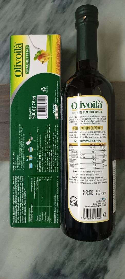 1. Đã nhận được đơn hàng.
2. Dầu Ô liu xuất xứ Tây Ban Nha.
Gói mỳ - Quà tặng xuất xứ Italy.
3. Bao gói cẩn thận.
Cám ơn!
