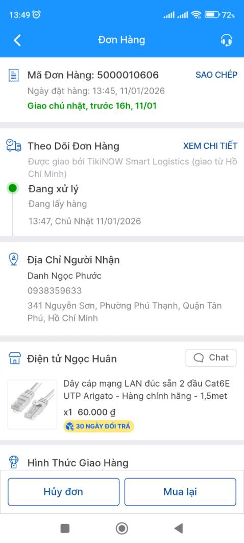 *** trong khi trong shop lựa 10m mà lúc giao hàng ghi có 1 mét rưỡi rồi giao cũng chỉ có 1 mét rưỡi. Nhân viên giao hàng đã lấy lại hàng.